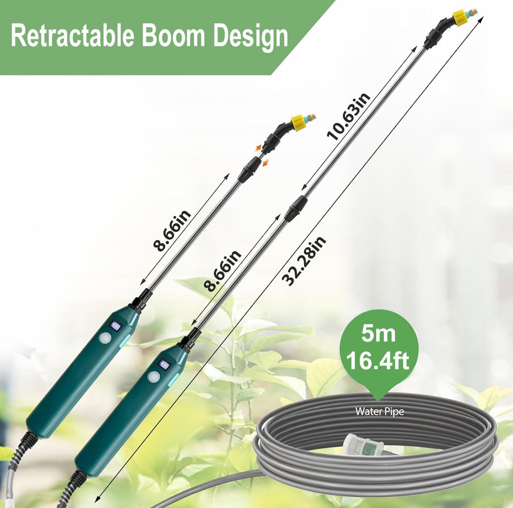Battery Powered Sprayer Wand,Electric Plant Sprayer Telescopic Watering Wand with 16.4FT Hose,Rechargeable Electric