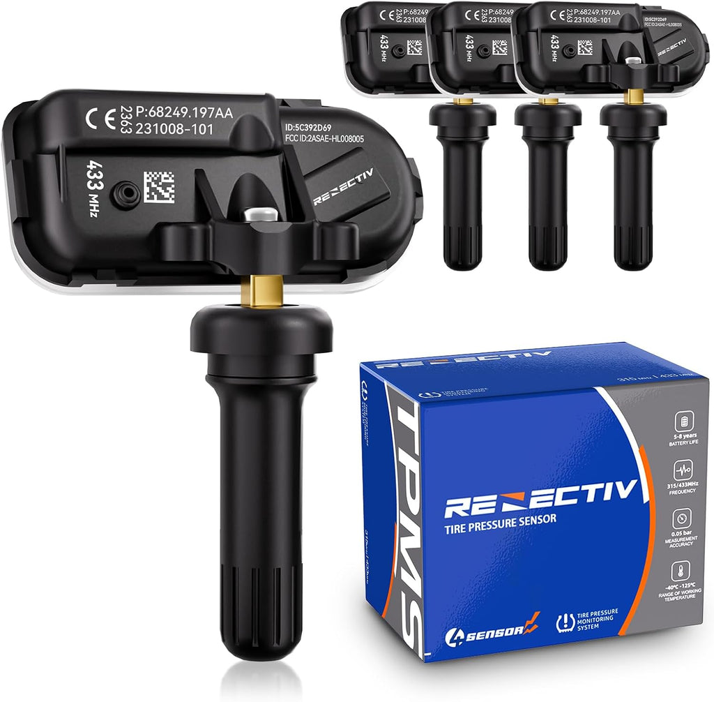 TPMS Sensor, 433Mhz Ram Tire Pressure Monitoring System Sensor Set of 4 | Compatible with 2014-2022 RAM 1500 2500