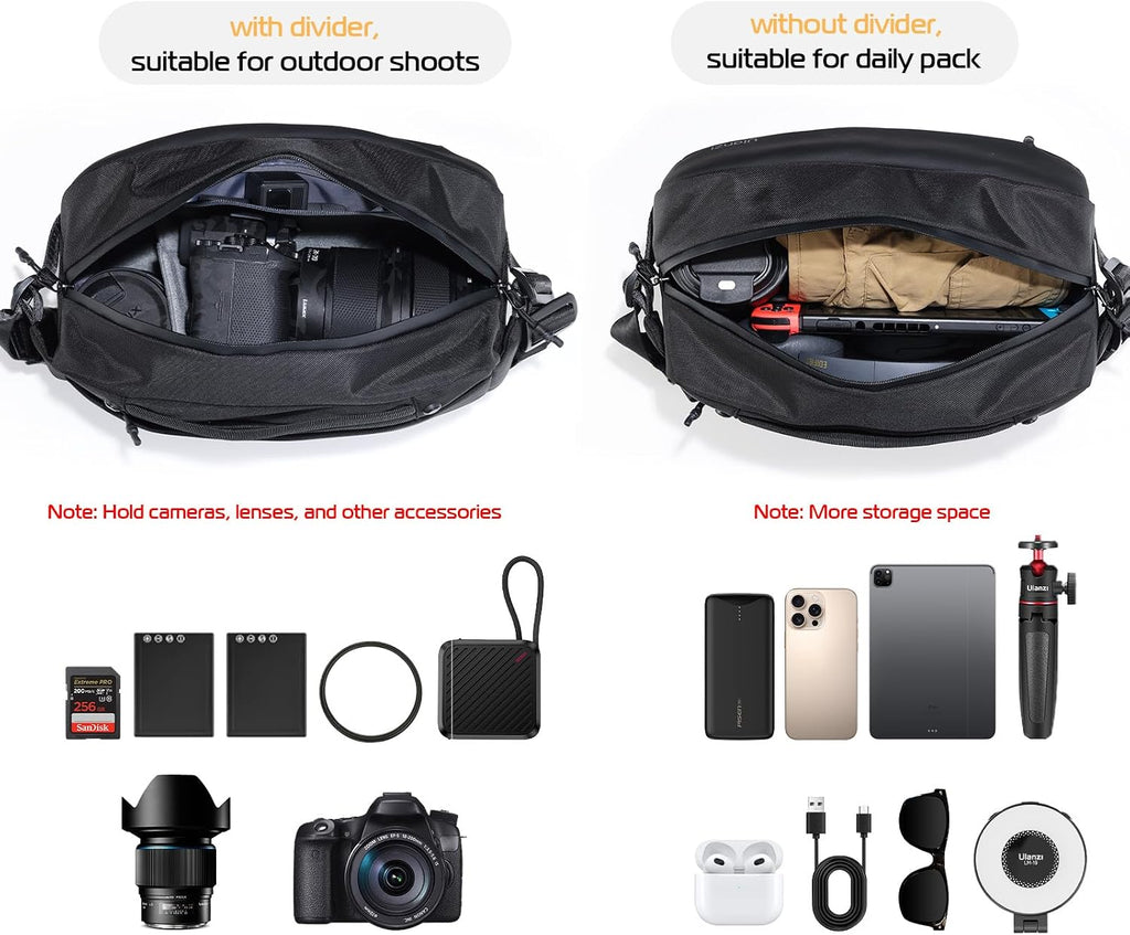 10L Camera Sling Bag, Water-Resistant Camera Case with Tripod Holder | DSLR/SLR/Mirrorless Camera Bags Crossbody for