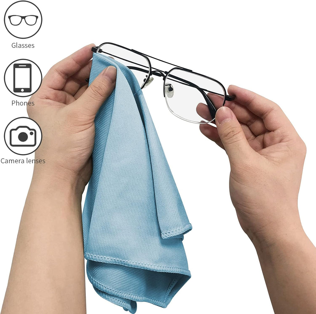 6 Pack Microfiber Glass Cleaning Cloth, 16 Inch X 16 Inch, Lint Free Quickly Clean Window, Glasses, Windshields