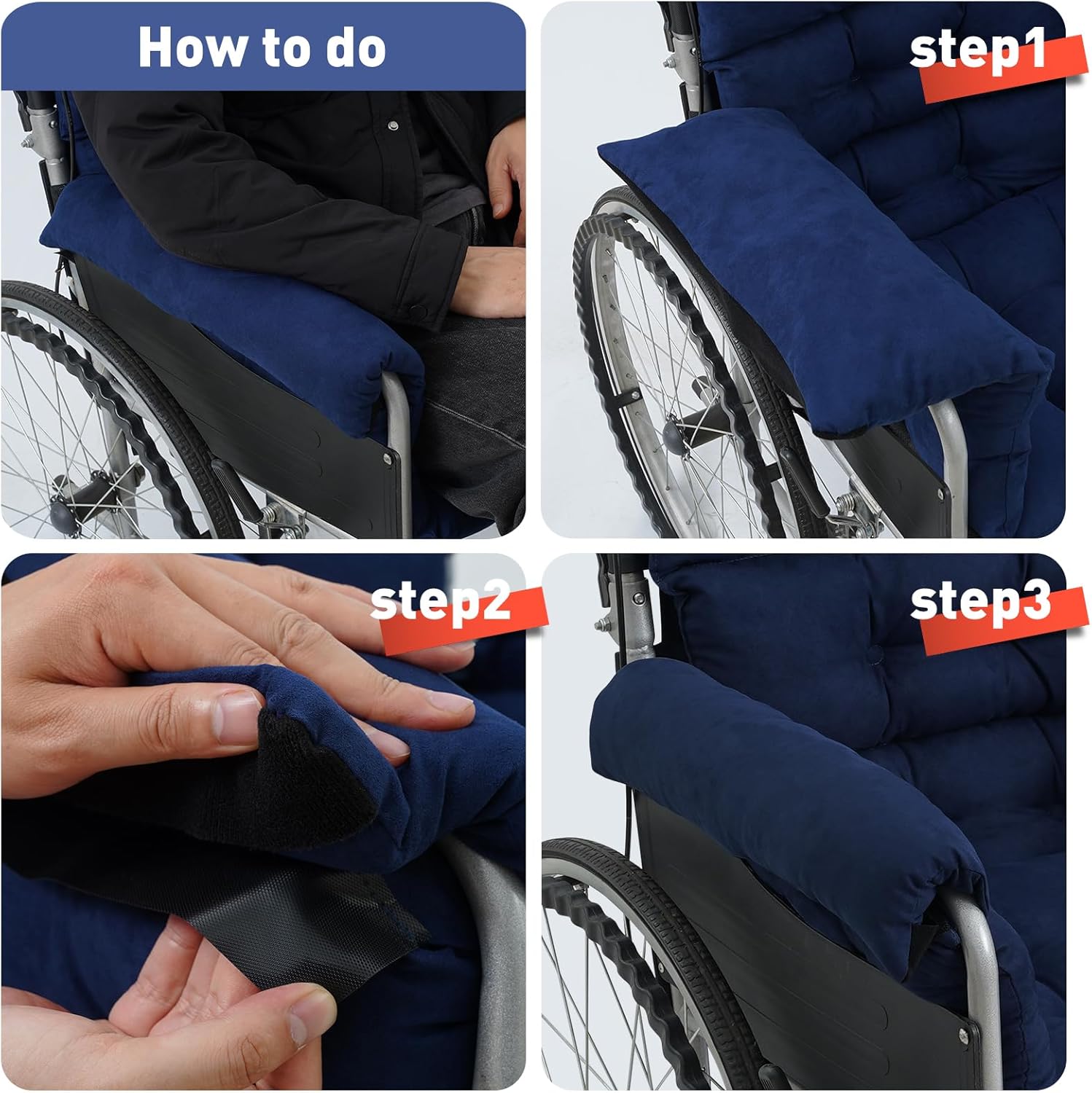 Wheelchair Cushions, Pressure Pain Relief Accessories with Armrest Covers, Supports Coccyx & Back, Non-Slip, Fits