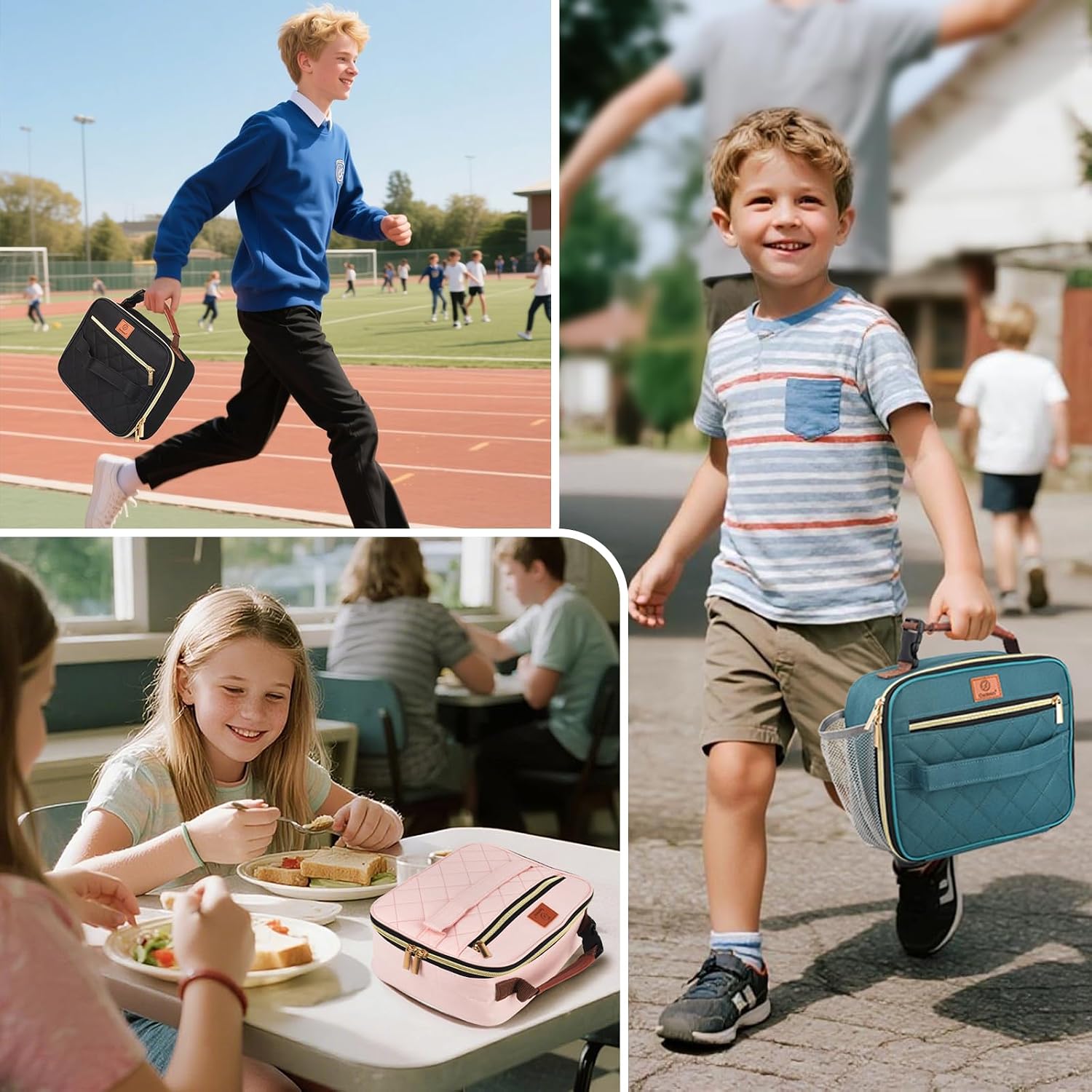 Lunch Box for Kids, Boys - Insulated Small LunchBox Reusable, Zip Closure & Buckle Handle, Portable Cooler for Work