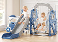 Toddler Slide and Swing Set, Bus Themed Kids Slide with Climber, Indoor Outdoor Playset for Toddlers Age 1-3, Blue