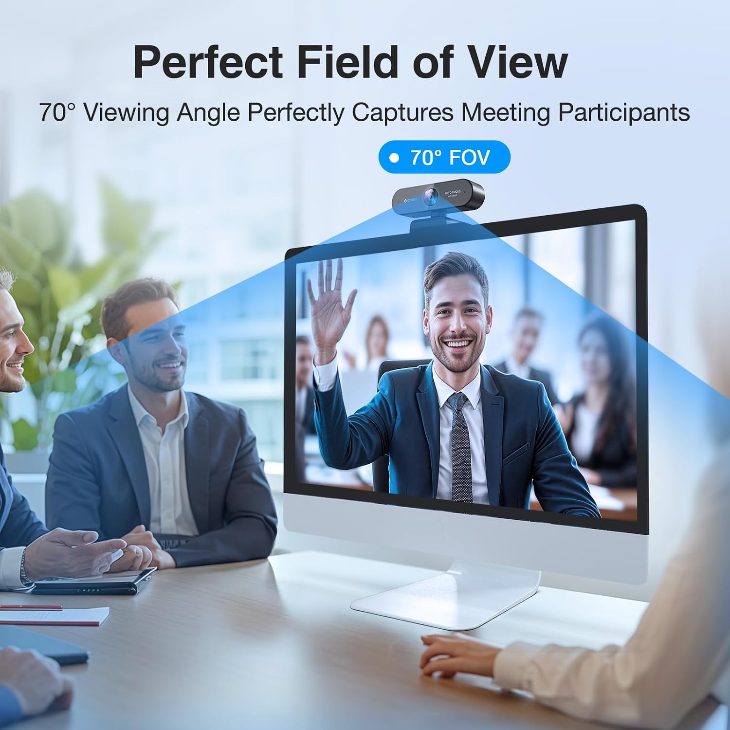1080P Webcam with Microphone, eMeet Nova AutoFocus HD Webcam, 96°View Web Camera w/ 2 De-Noise Mics for
