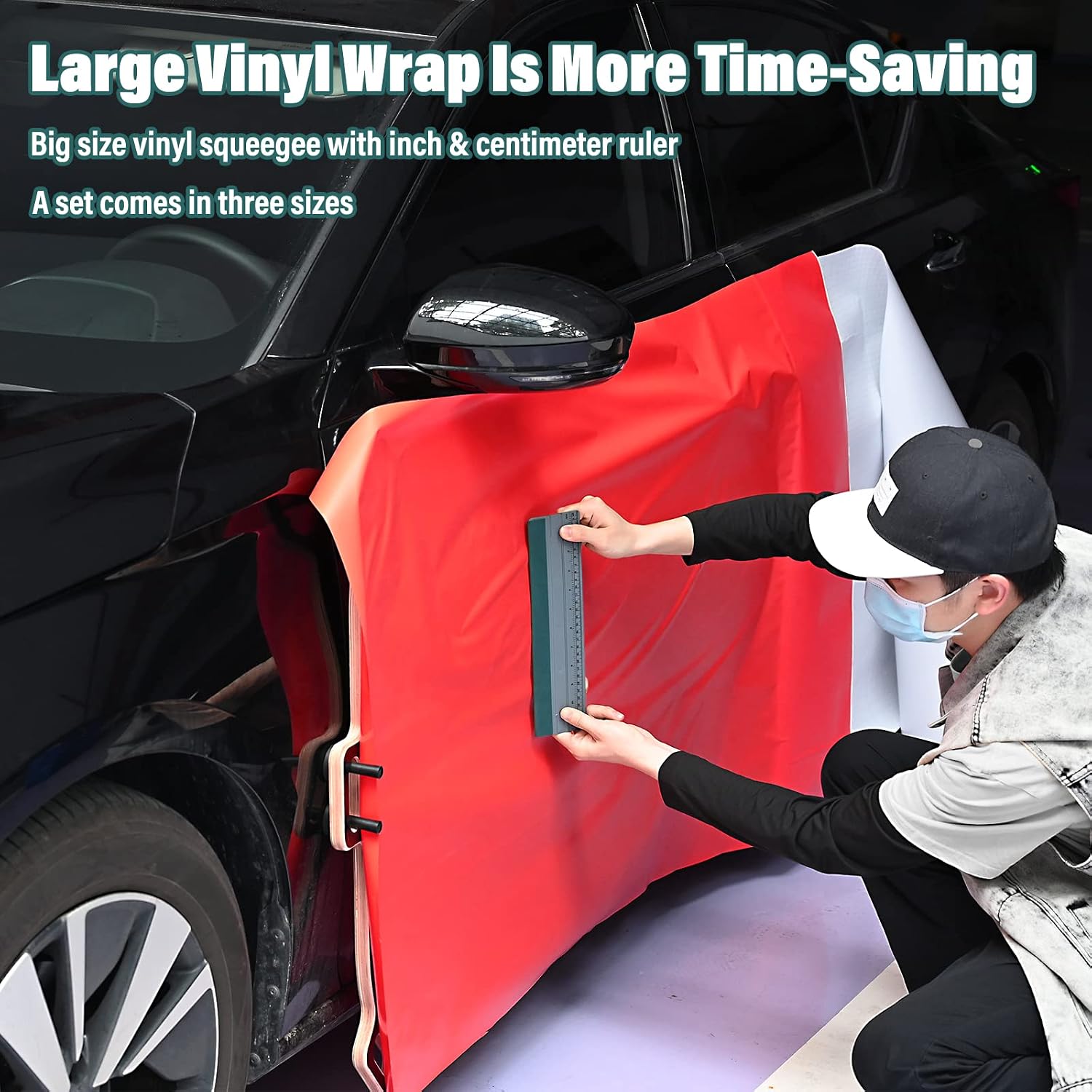 Large Vinyl Squeegee Window Tint Tool 3PCS Big Size Felt Edge Wrap Scraper for Vinyl Graphic Decal Car Wrapping