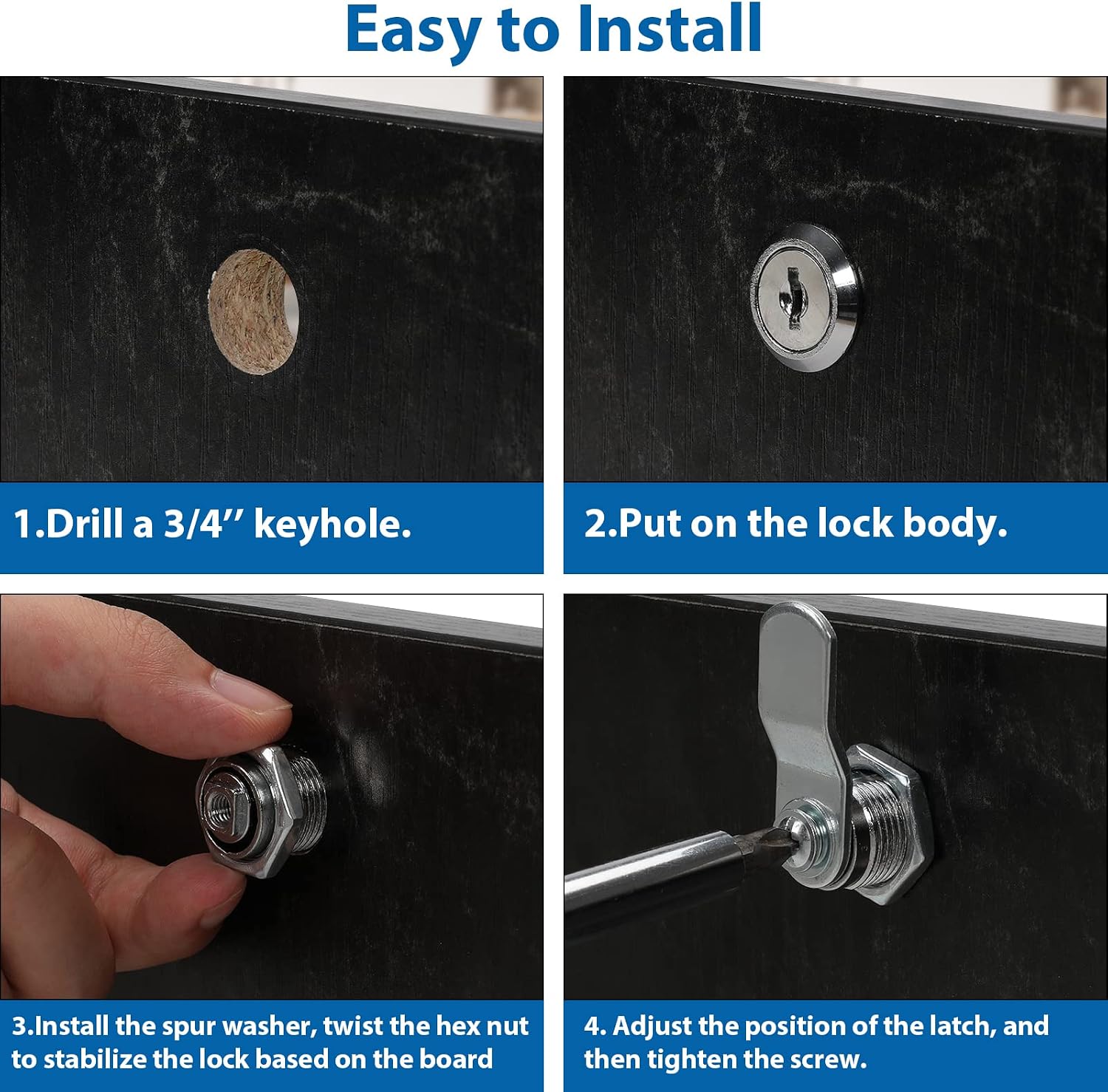 Keyed Alike, Cabinet Cam Lock 1-1/8 Inch File Cabinet Lock Drawer Locks with Keys Cam Lock for Toolbox Mailbox Lock