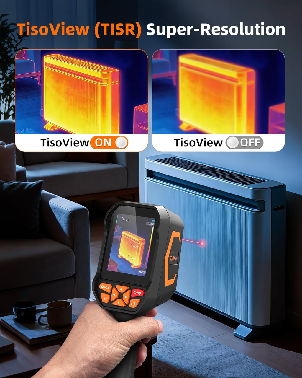 Infrared Thermal Camera, Thermal Imaging Camera with Laser Pointer, 256*192 TISR Resolution IR Camera with 320*240