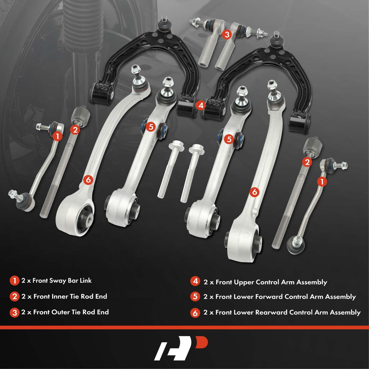 A-Premium 12Pcs Front Suspension Kit, Sway Bar Link, Tie Rod End
