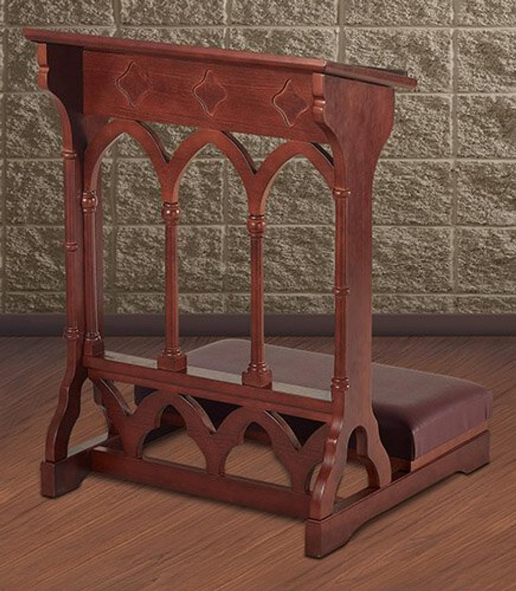 Gothic Padded Kneeler Maple Hardwood Kneelers Wooden Church Prayer Bench for Praying, 24 Inch x 32 Inch