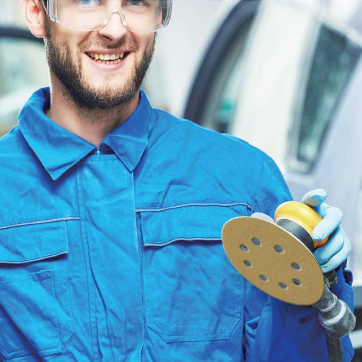 5-Inch 8-Hole Hook and Loop Sanding Discs, Orbital Sander Sandpaper Discs, 100 Pieces Round Sandpaper Set Include 60