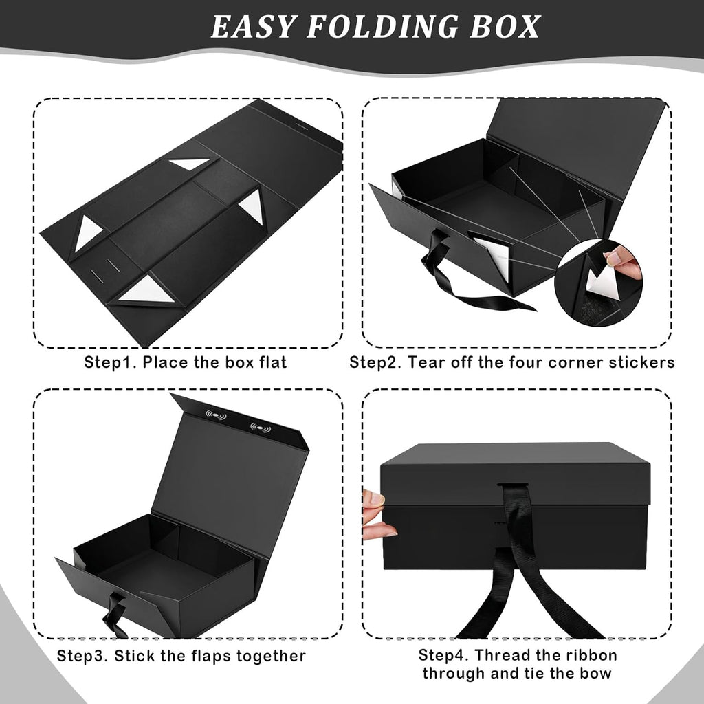Black Magnetic Gift Box for Men Medium Gift Boxes with Lids for Birthday