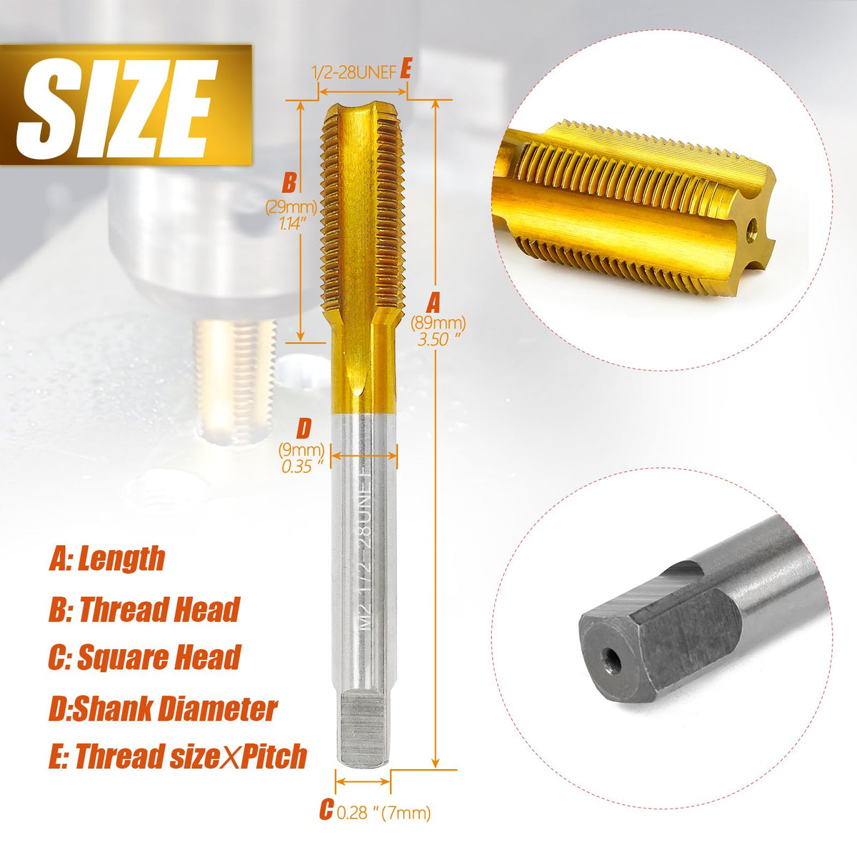 1/2"-28 UNEF Thread Tap for Metal,1/2"-28 UNEF M2 HSS Thread Milling Tap