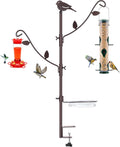Deck Bird Feeder Pole with Bird Bath, Two Adjustable Branches