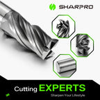 SHARPRO 1/4'' Shank Carbide End Mills, 4 Flute Square End Mill Bits