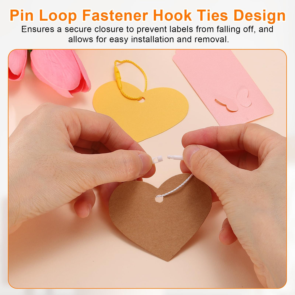 3" Polyester Hang Tag String Price Tag Ties Orange 200 Pcs