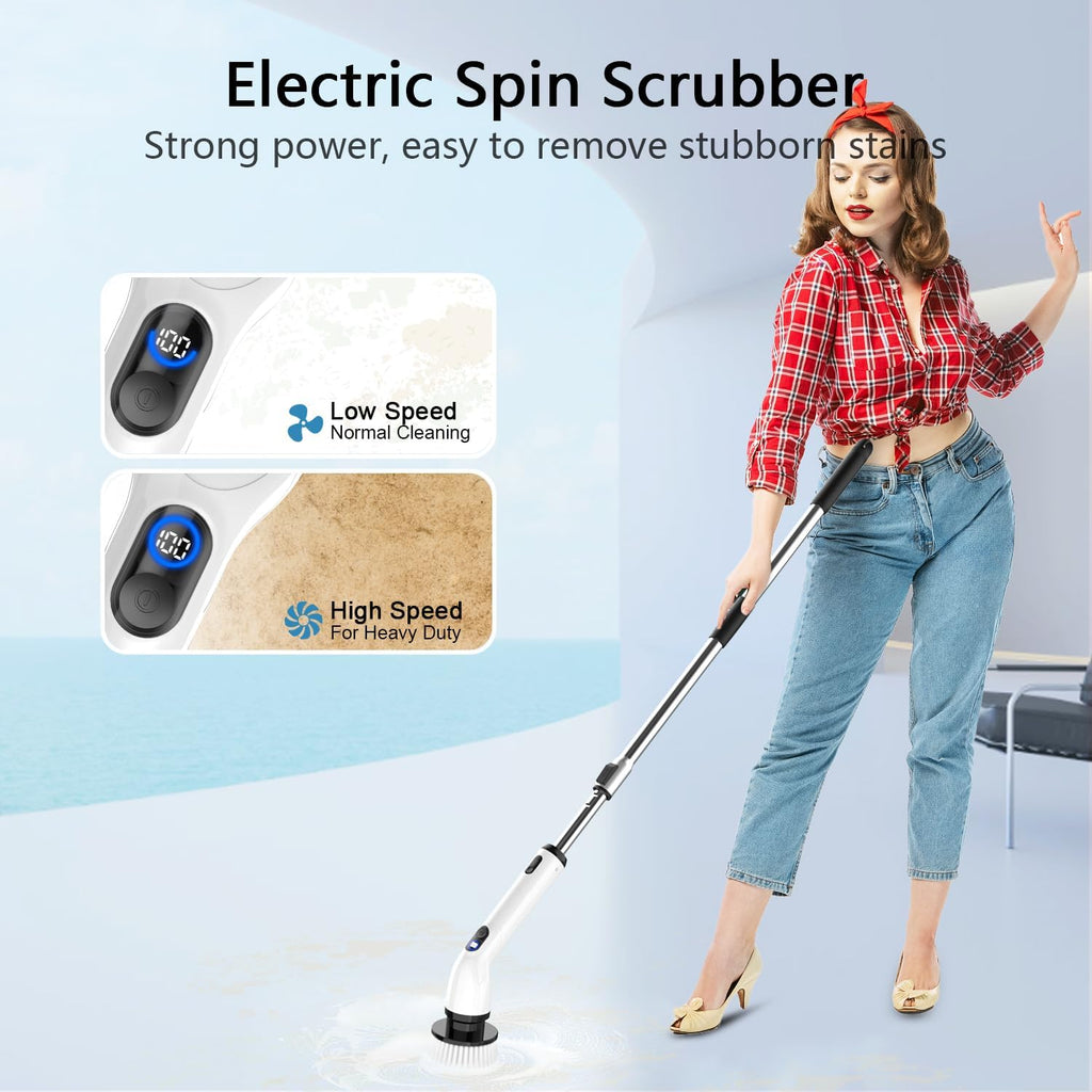 Electric Spin Scrubber,8 Replaceable Brush Heads for Home