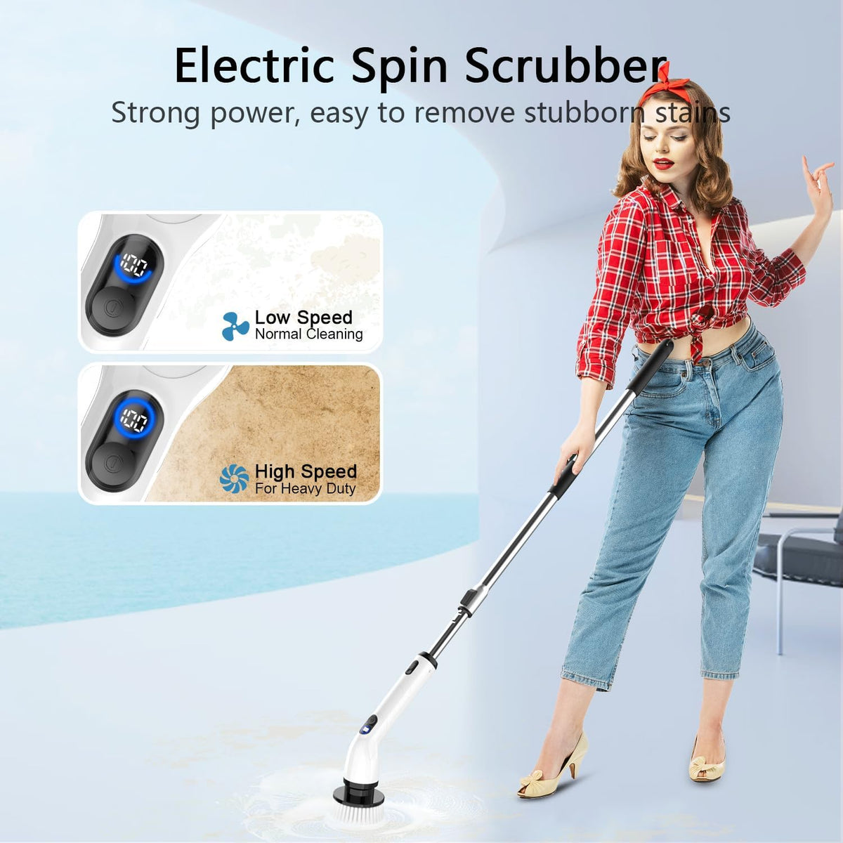 Electric Spin Scrubber,8 Replaceable Brush Heads for Home