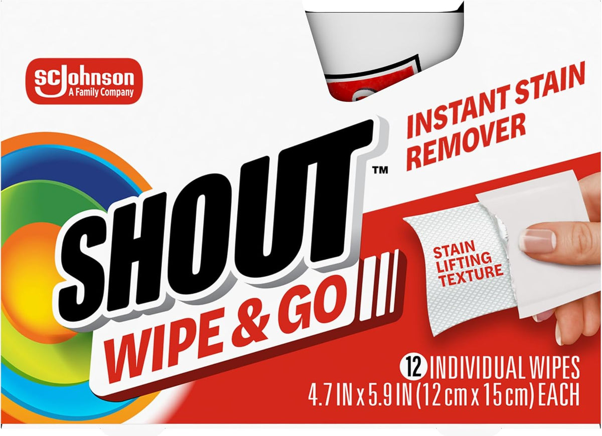 Wipe & Go, Portable Instant Stain Remover Wipes, 24 Count, (3 Pack)