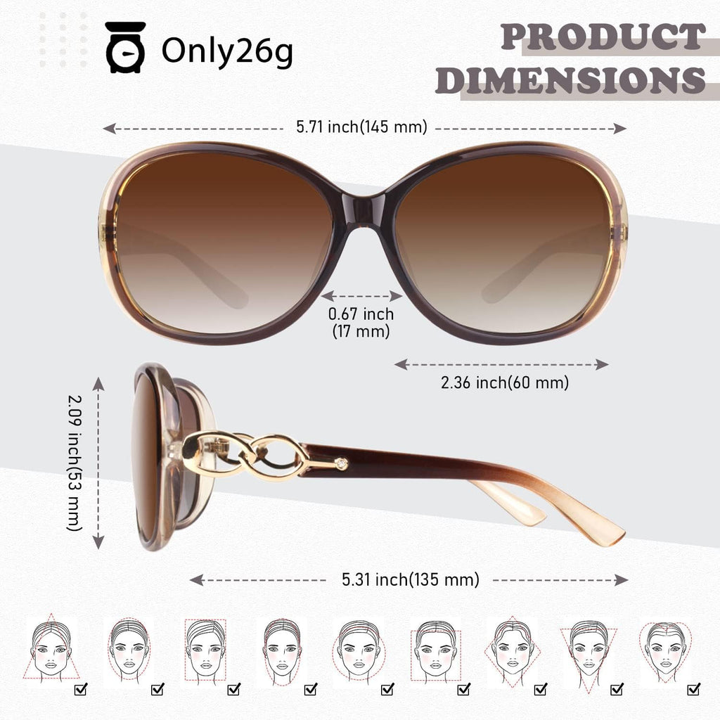 Sunglasses Womens Polarized, Trendy Oversized Big UV400 Sun Glasses | Anti Glare,Vintage Butterfly Design,Lightweight