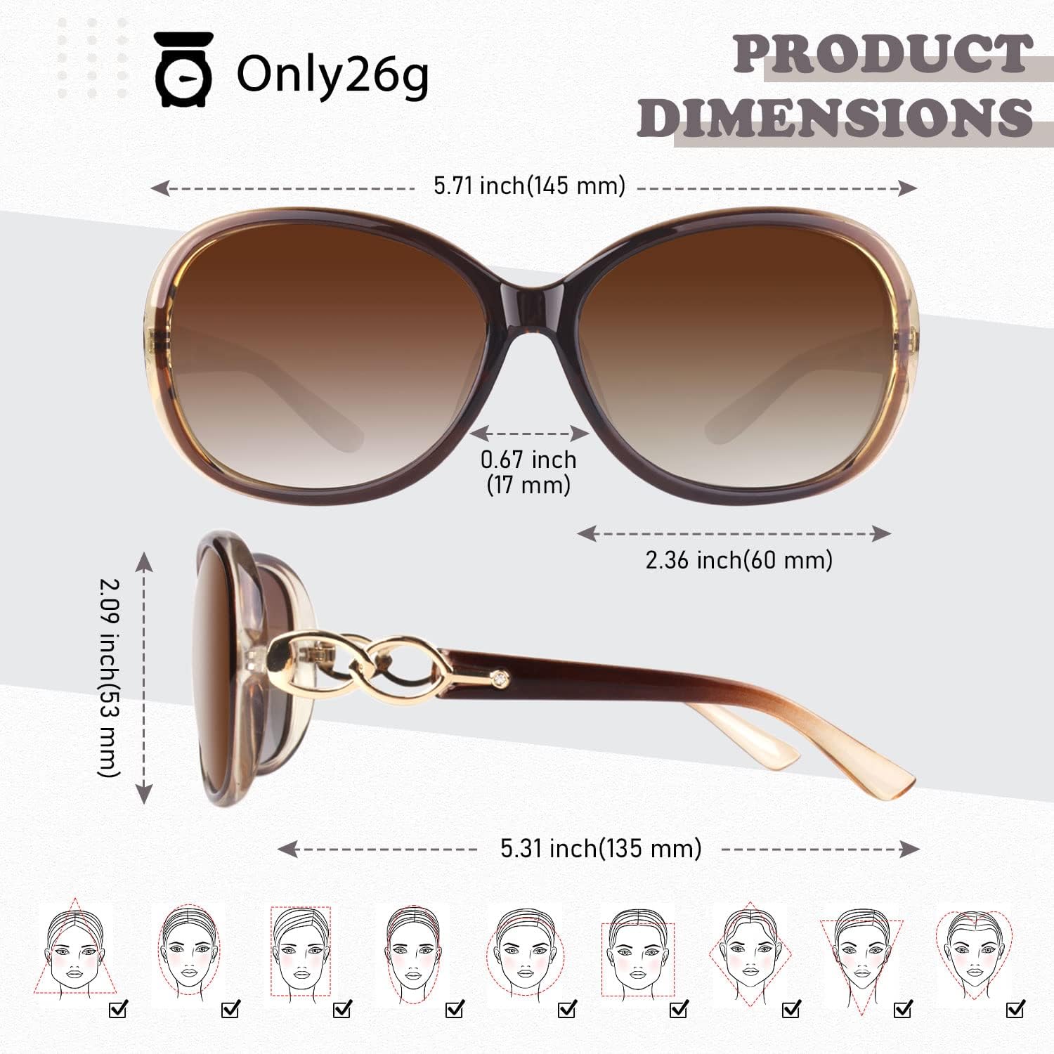 Sunglasses Womens Polarized, Trendy Oversized Big UV400 Sun Glasses | Anti Glare,Vintage Butterfly Design,Lightweight