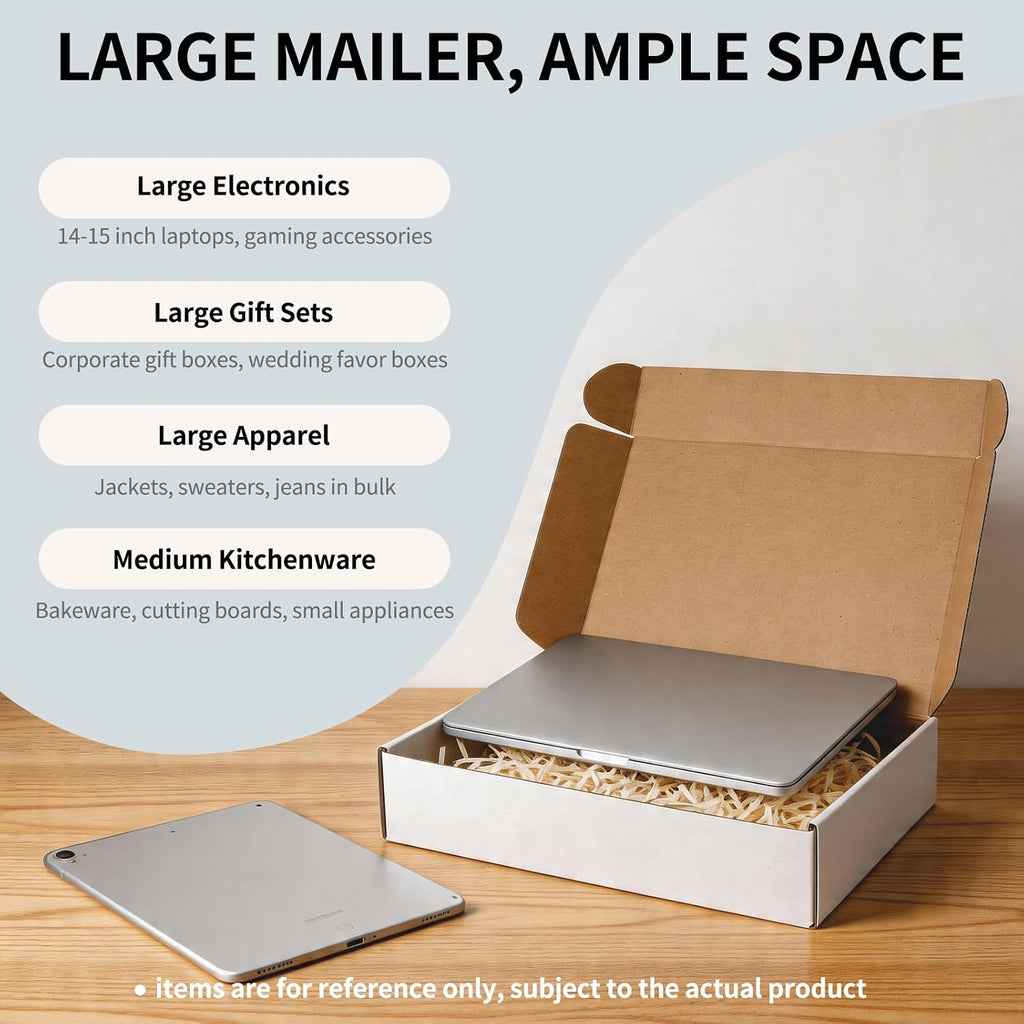 13" x 10" x 3" White Corrugated Cardboard Shipping Boxes Set of 5
