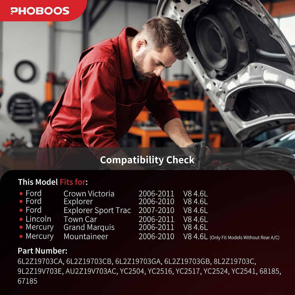 PHOBOOS A/C Compressor with Clutch Compatible with Ford & Lincoln & Mercury