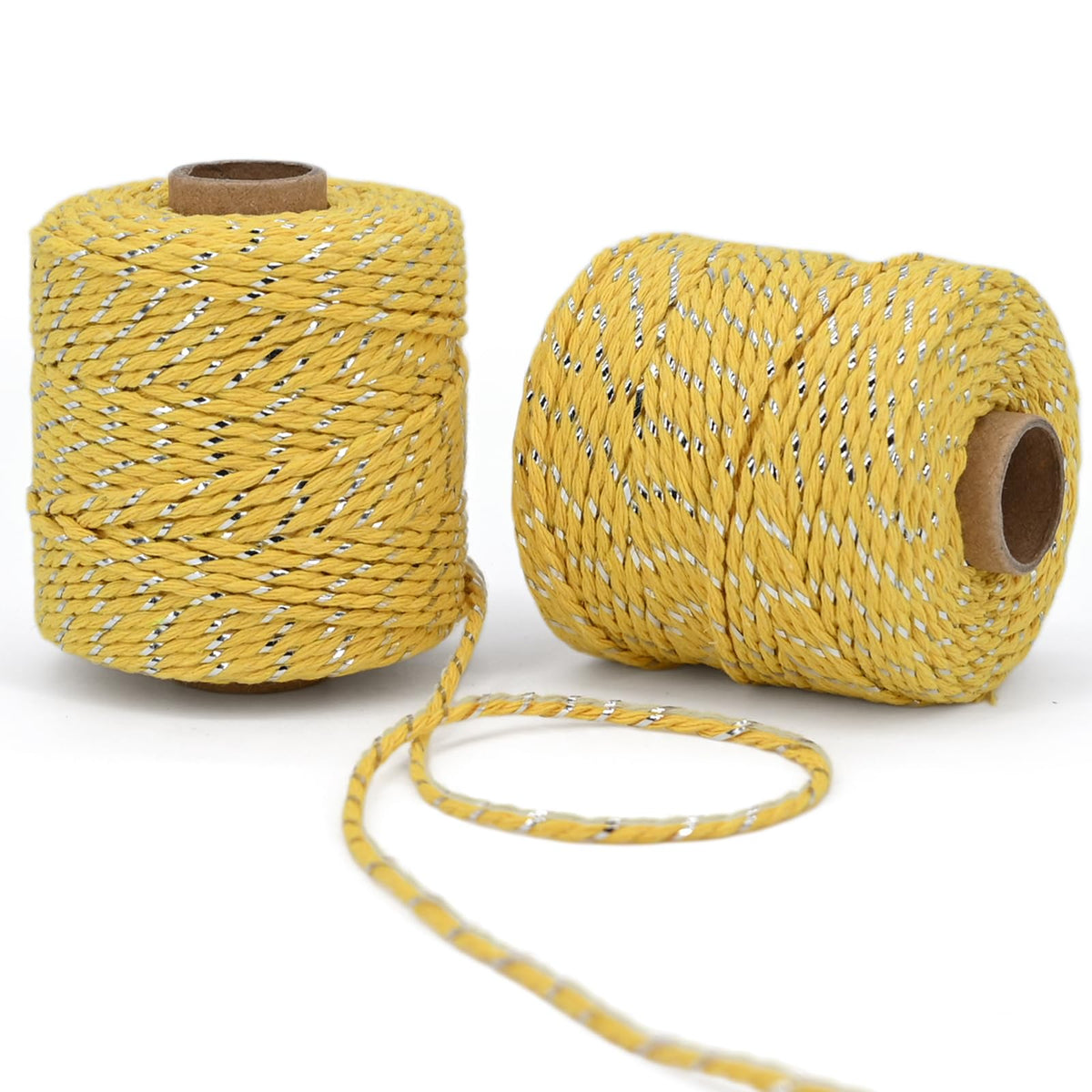 Metallic Cotton Twine String, 2mm Thick, 164 Feet per Roll, 2 Pack