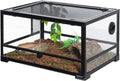 Full Glass 20 Gallon Reptile Tank, Front Opening Reptile Terrarium 24" x 18"x 12", Double Hinged Opening Doors & Top