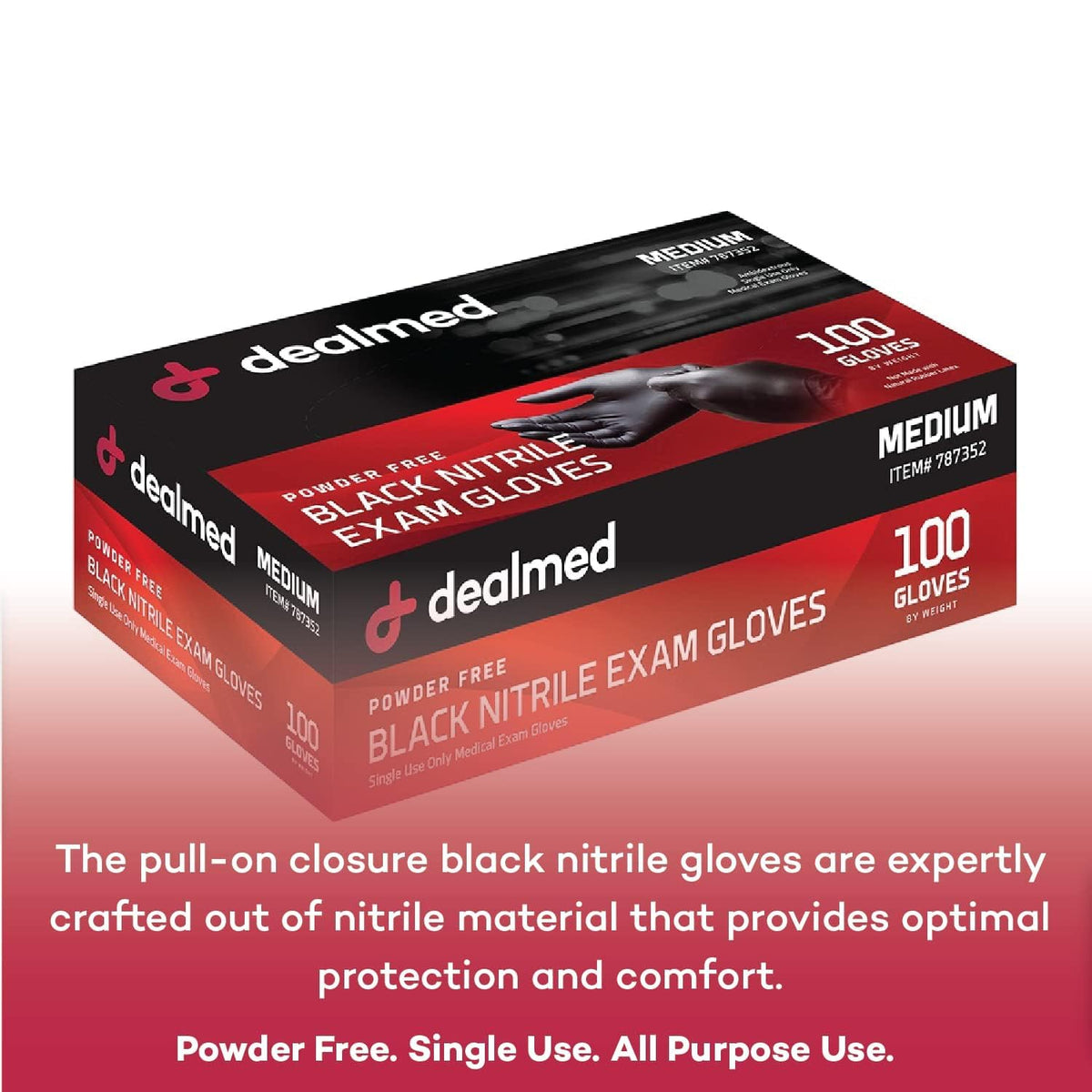 Nitrile Exam Gloves 78735 - Black Disposable 1000 Count - Medium