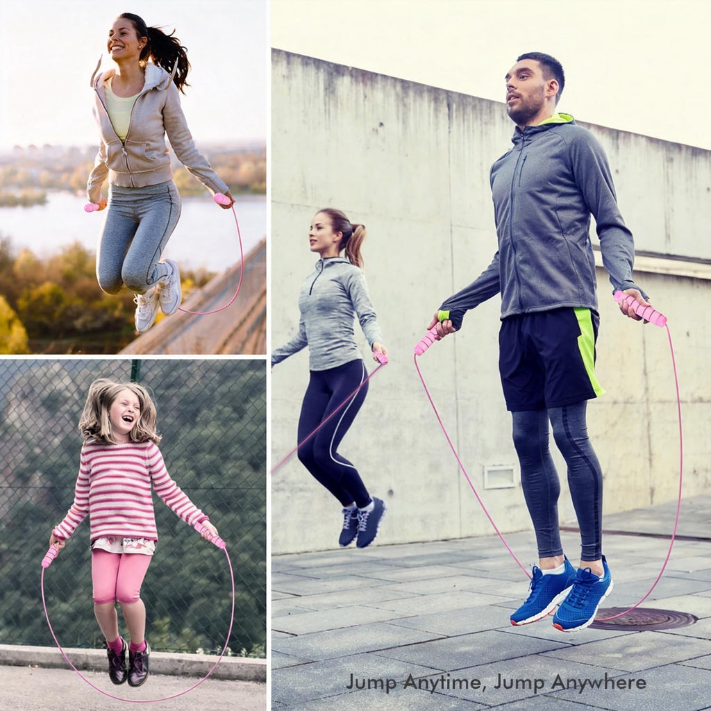 Jump Rope, Tangle-Free Rapid Speed Jumping Rope Cable with Ball Bearings for Women, Men, and Kids, Adjustable Steel