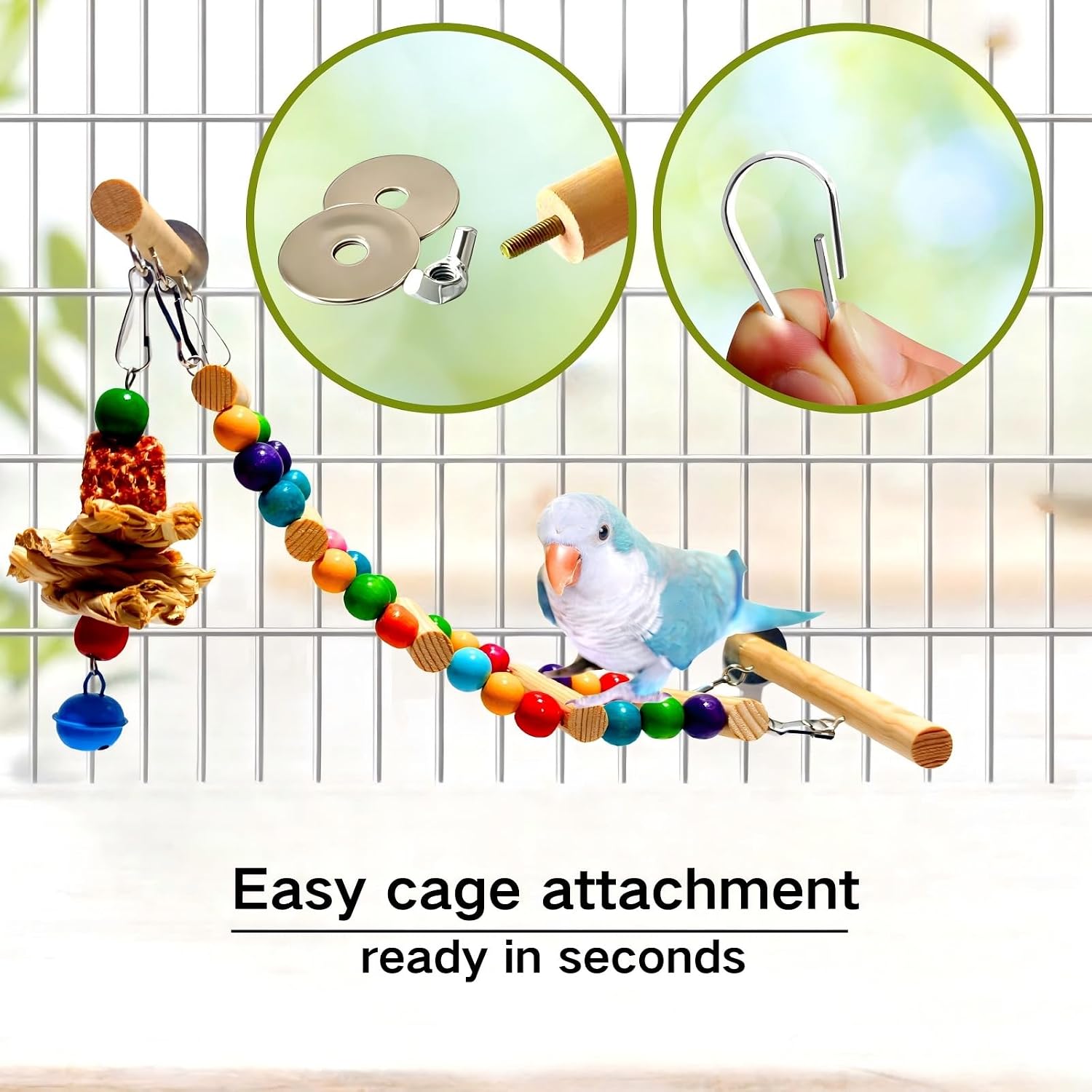 Bird Ladder for Cage, Natural Wooden Parrot Climbing Ladder | Parakeet Perch, Chew Toys for Parrot Conure Cockatiel
