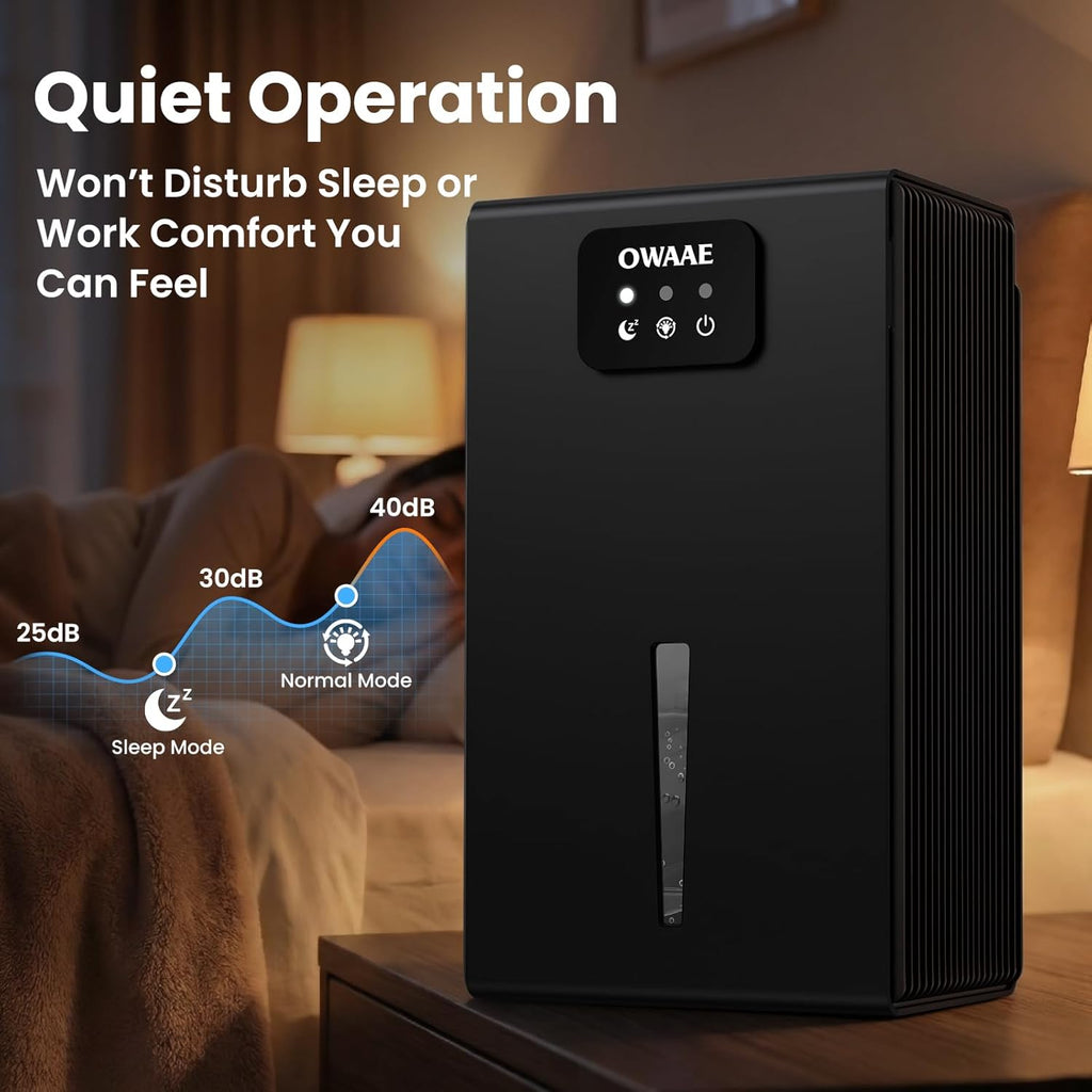 Dehumidifier for Home with Auto Shutoff Sleep Mode, 1000 Sq Ft | Quiet for Bedroom Basement Bathroom with Portable