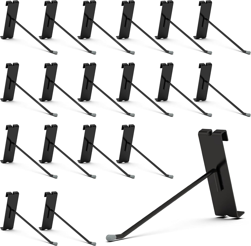 50 Pack 6 Inch Black Gridwall Hooks Metal Display Hangers | Fits 3 x 3 Inch Wire Grid Panels, 20 lb Capacity Hooks