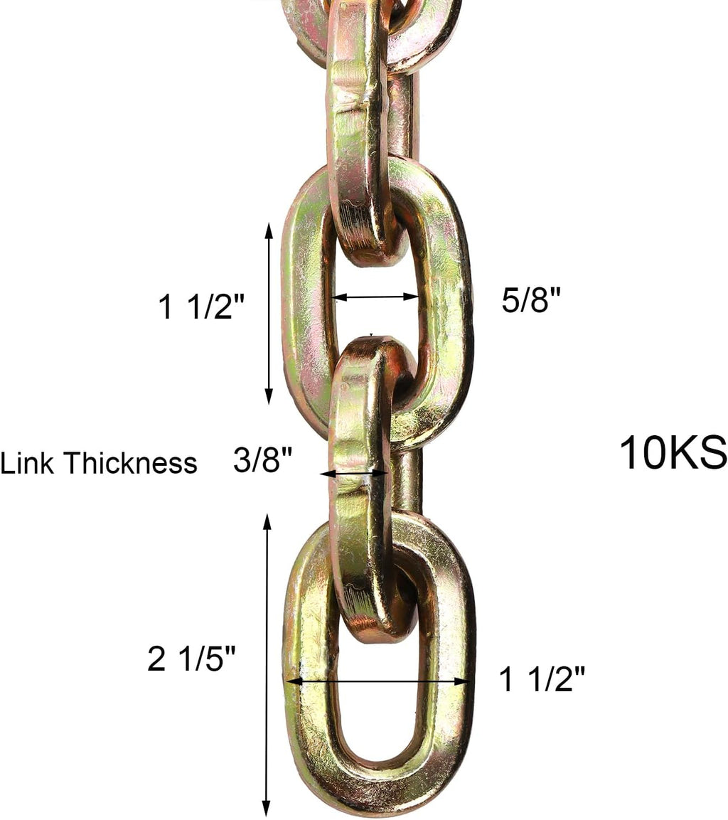 2 Feet Hardened Steel Security Chain 10KS 3/8" Thick Bike Chain | Heavy Duty Square Link Chain for Bikes