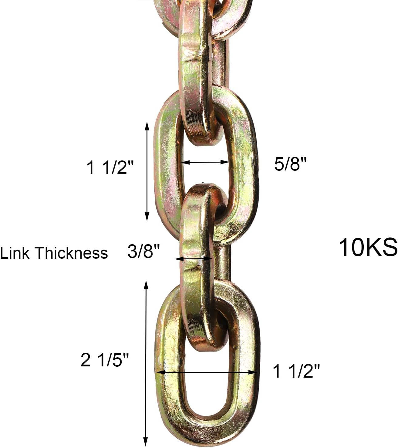 2 Feet Hardened Steel Security Chain 10KS 3/8" Thick Bike Chain | Heavy Duty Square Link Chain for Bikes