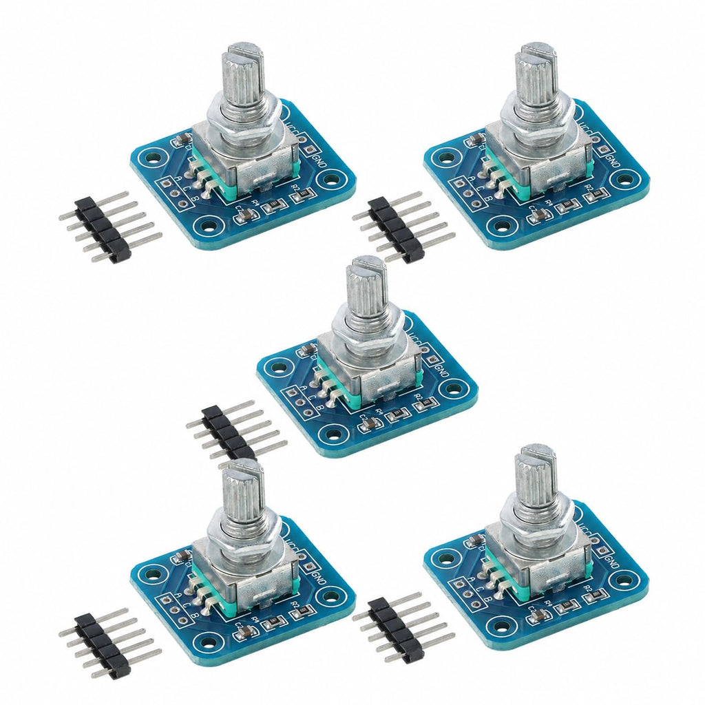 5pcs EC11 Rotary Encoder Module, 360 Degree Rotation Sensor Board Without Soldered Header for Menu Control, Volume and MCU Projects