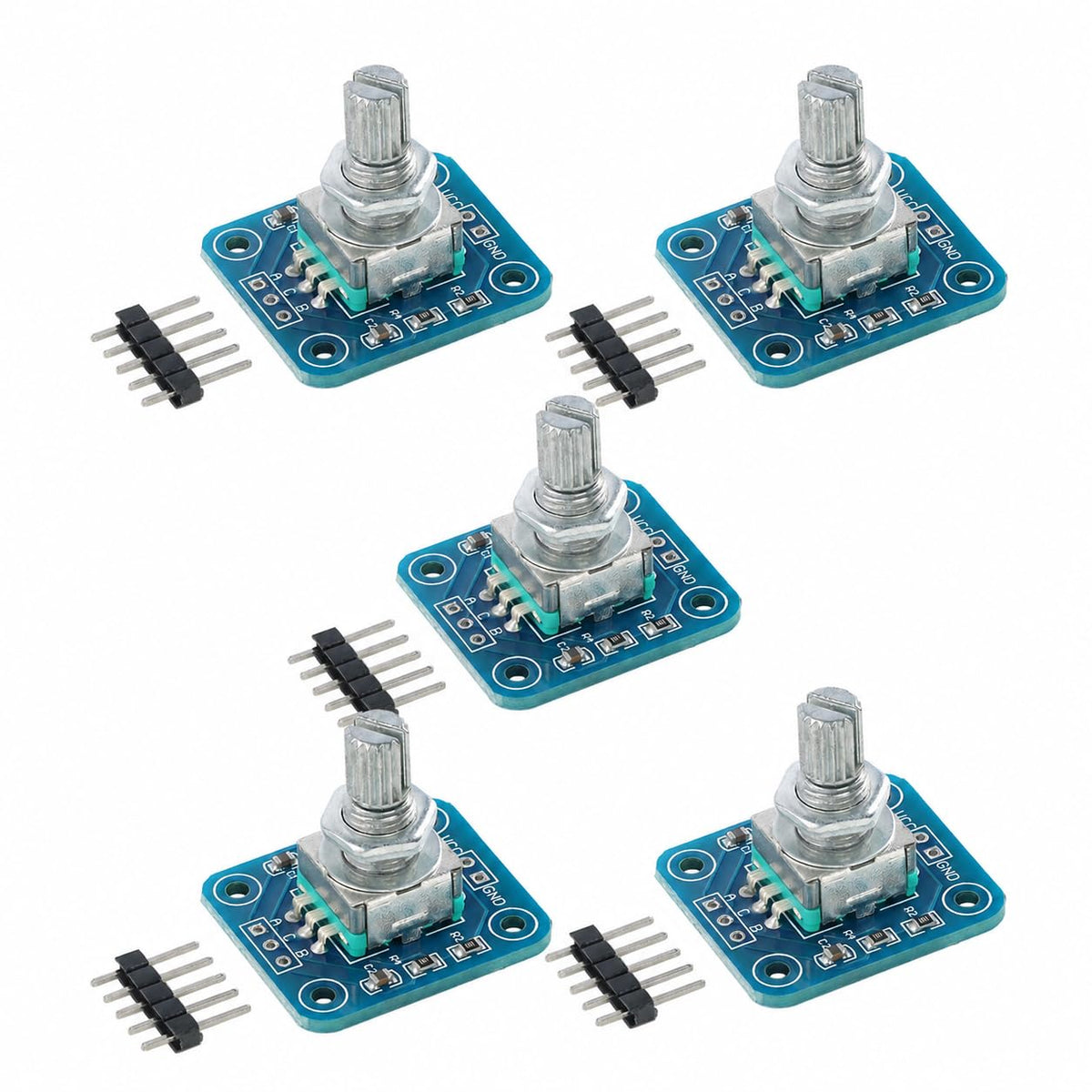5pcs EC11 Rotary Encoder Module, 360 Degree Rotation Sensor Board Without Soldered Header for Menu Control, Volume and MCU Projects