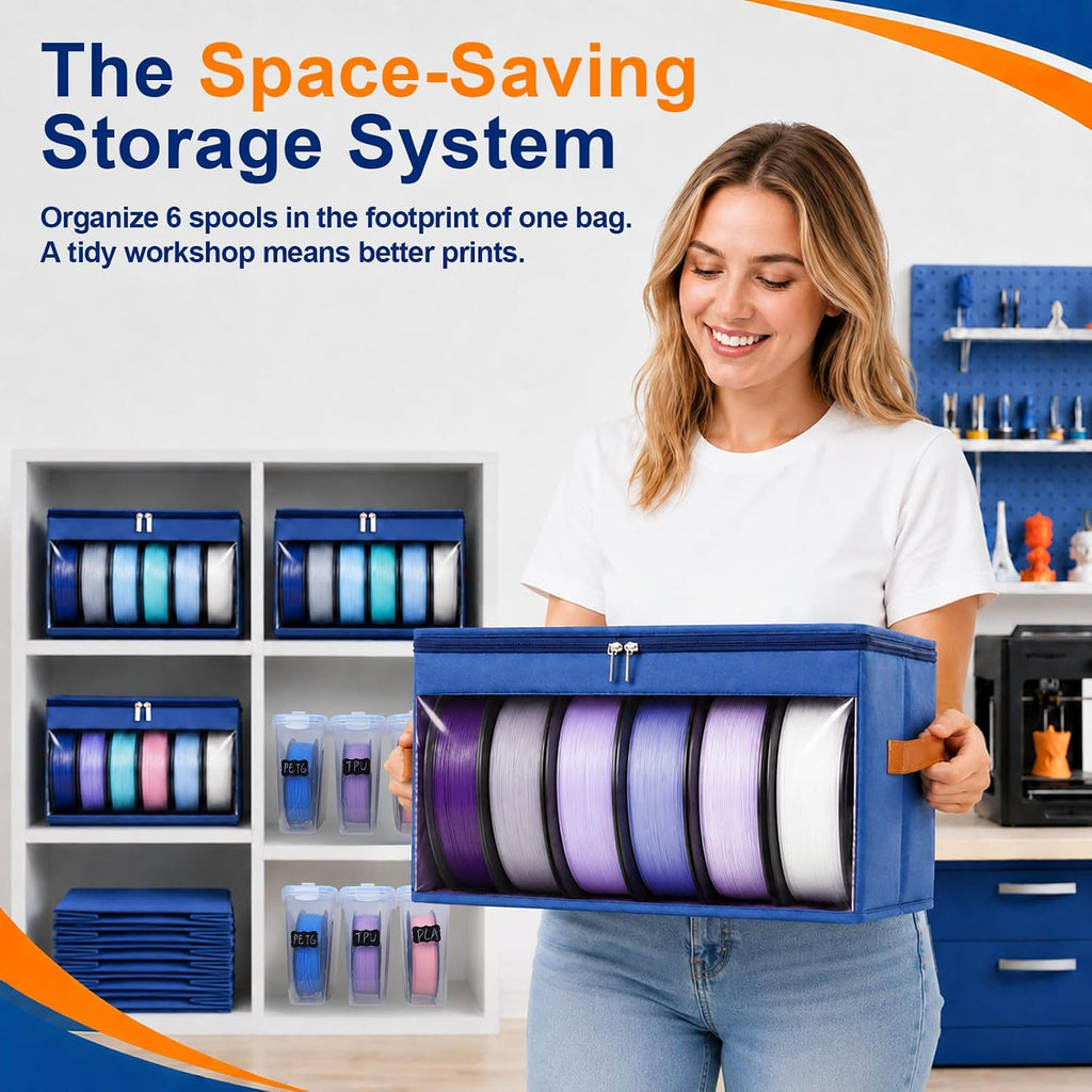 Filament Storage Box 4 Pack with Desiccants Max 24 Rolls 1kg 1.75mm | Upgraded Moisture-proof, Dual-zipper Sealed for