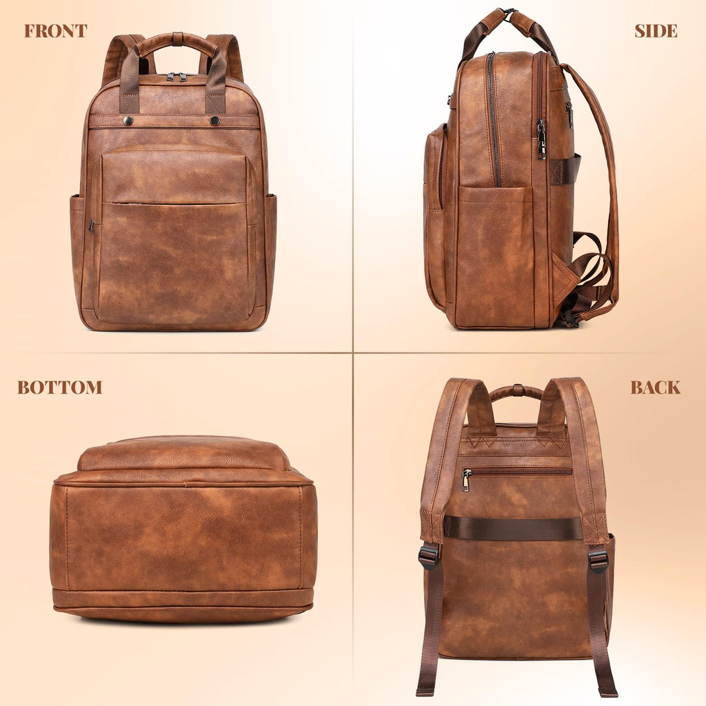 PU Leather Backpack for Women | 17 Inch Laptop Backpack
