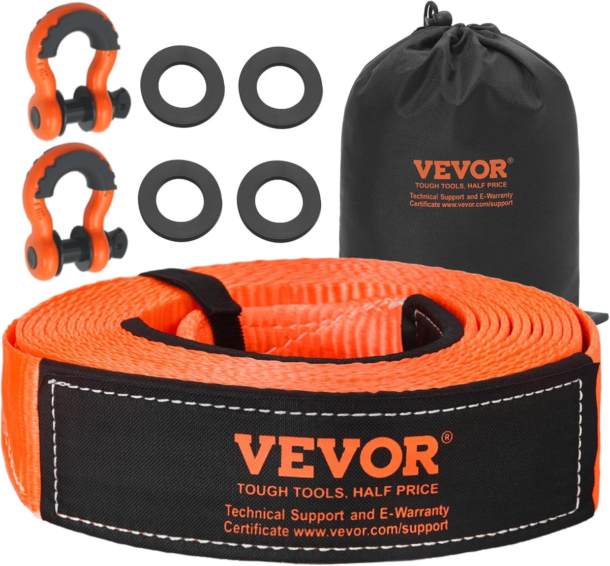 Heavy Duty Tow Strap Recovery Kit 3 in x 30 ft (MBS-36,000 lbs) Tree Saver Winch Strap, Triple Reinforced Loop &