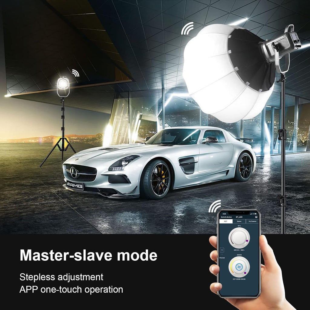 GVM 150W Video Light Kit, 2700K-7500K Continuous Lighting for Photography with Lantern Softbox&Stand, Bi-Color Studio
