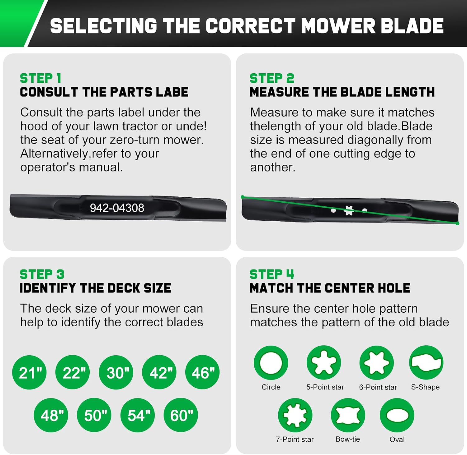 42 inch Deck Mower Blades for Cub Cadet Troy Bilt Pony 942-04308 | Fit 942-04308A Replacement,Bronco Mustang XT1