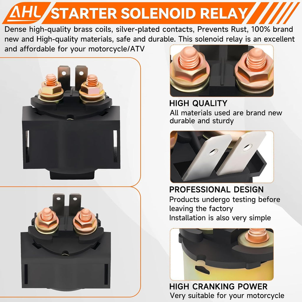 AHL Starter Solenoid Relay for Kawasaki Prairie 360 KVF360 4X4 2003-2012 Prairie 300 KVF300 1992-2002/Bayou 300 2003-2005/Bayou 400 1996-1999/TERYX 750 2008-2009/VOYAGER 1987-1988
