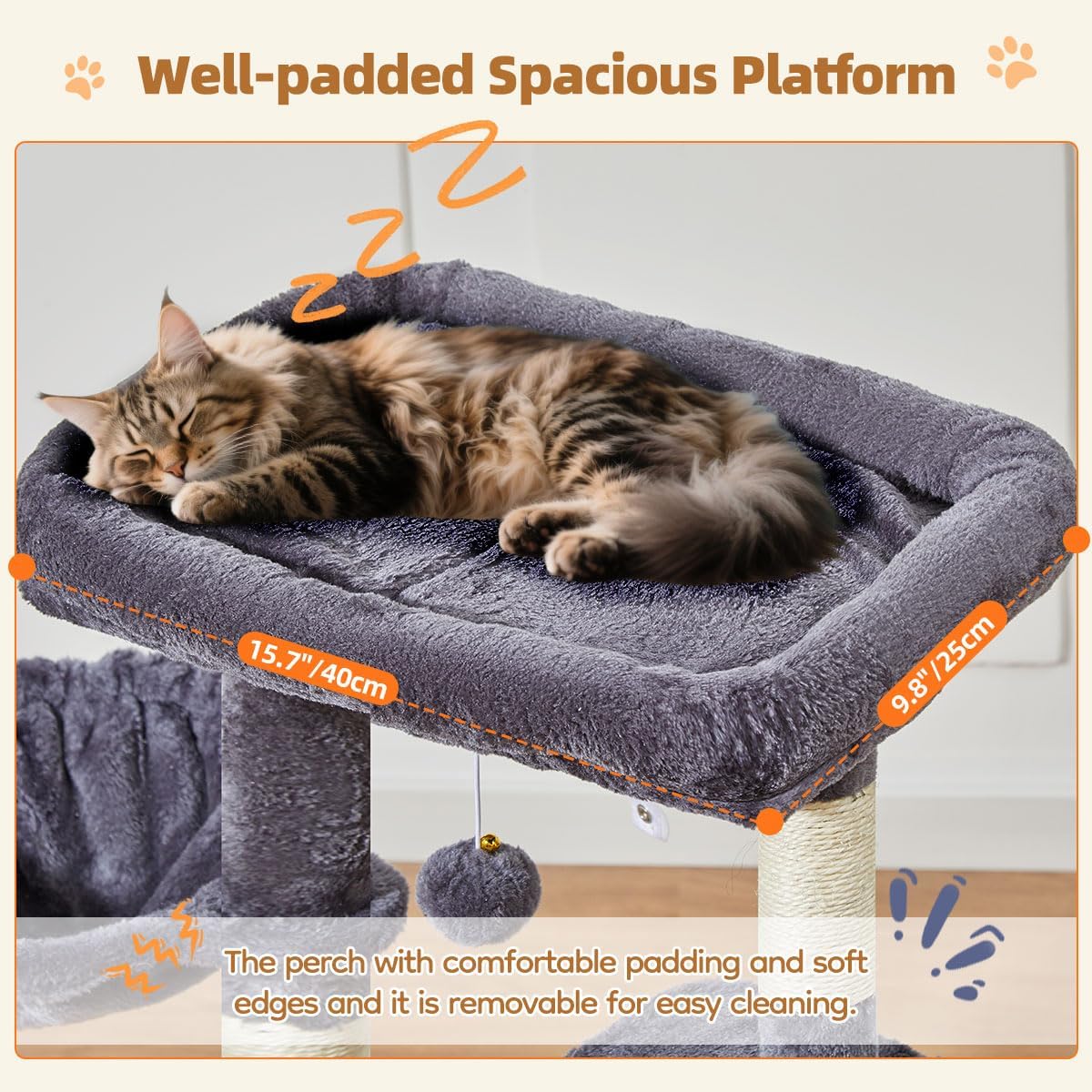 Cat Tree,38.5-Inch Cat Tower for Indoor Cats,Suitable for Kittens with Luxurious cat condo, Adjustable Baskets and