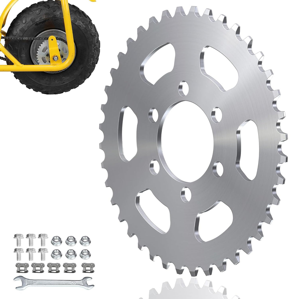 Upgraded 40 Tooth Rear Sprocket 35 Chain 37mm Bore for CT100U DB30
