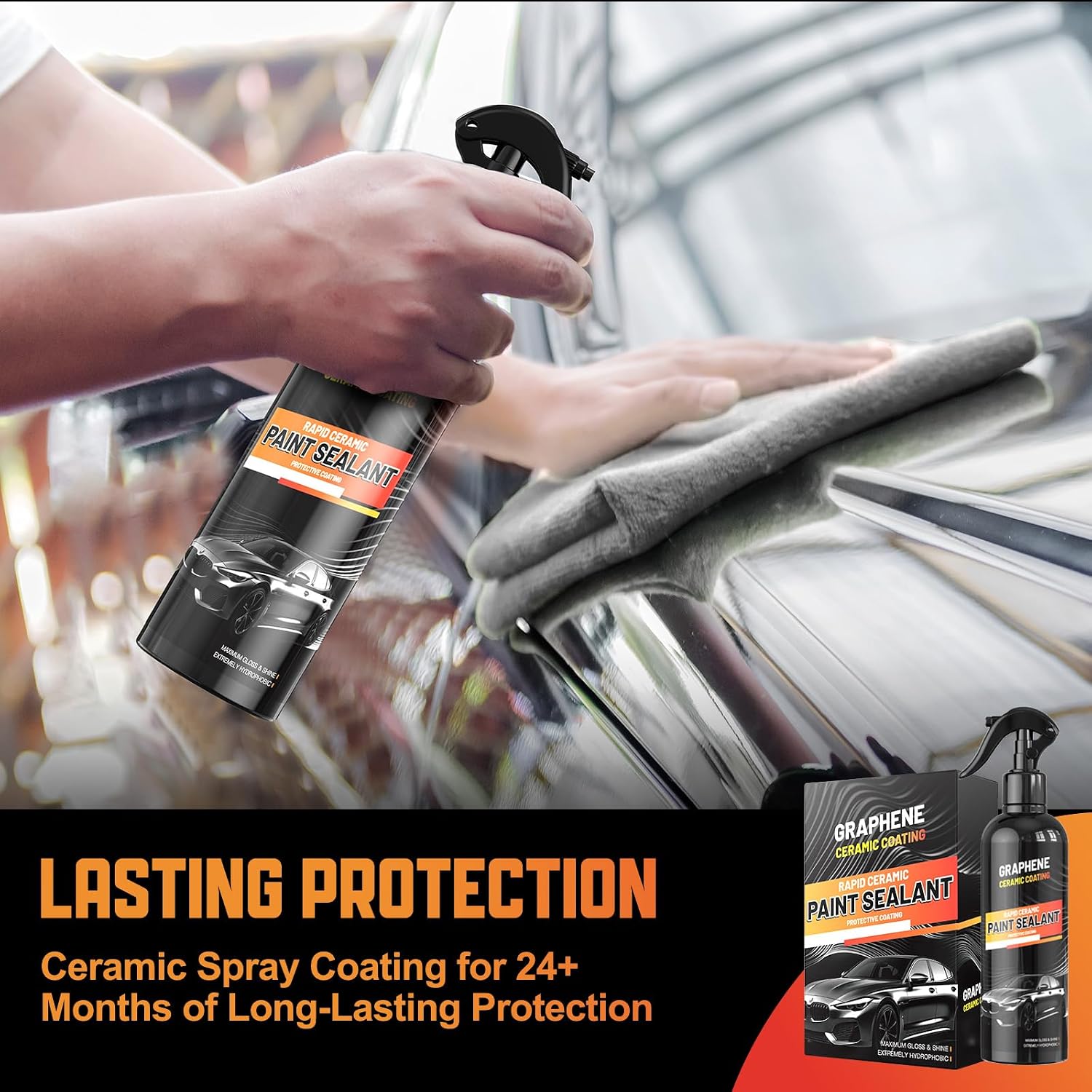 Graphene Ceramic Coating for Cars (17oz) - 12H Ceramic Spray Coating - 24+ Months of Long Lasting Protection - Ultra