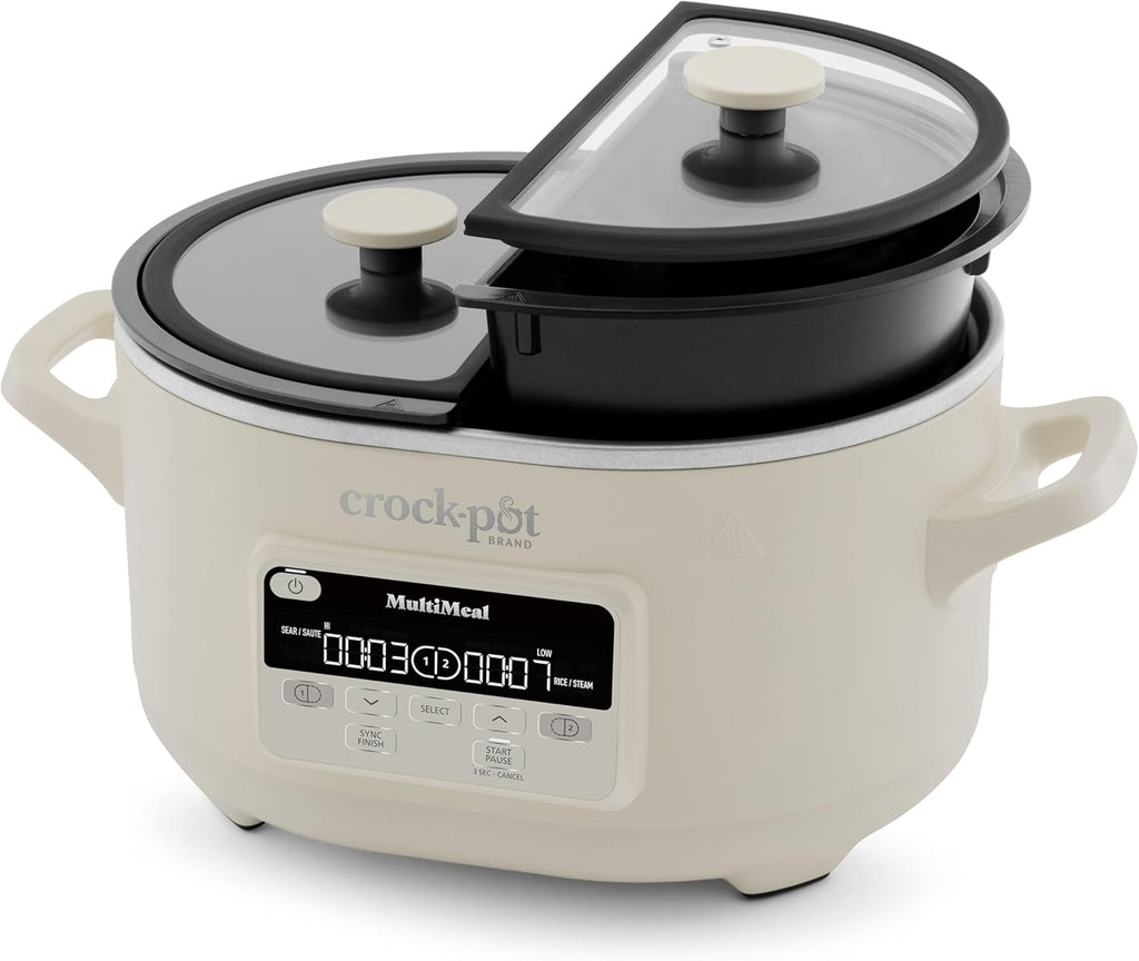 MultiMeal Multicooker and Programmable Slow Cooker with Bake Function, Create 2 Dishes Simultaneously, Two 3.7qt