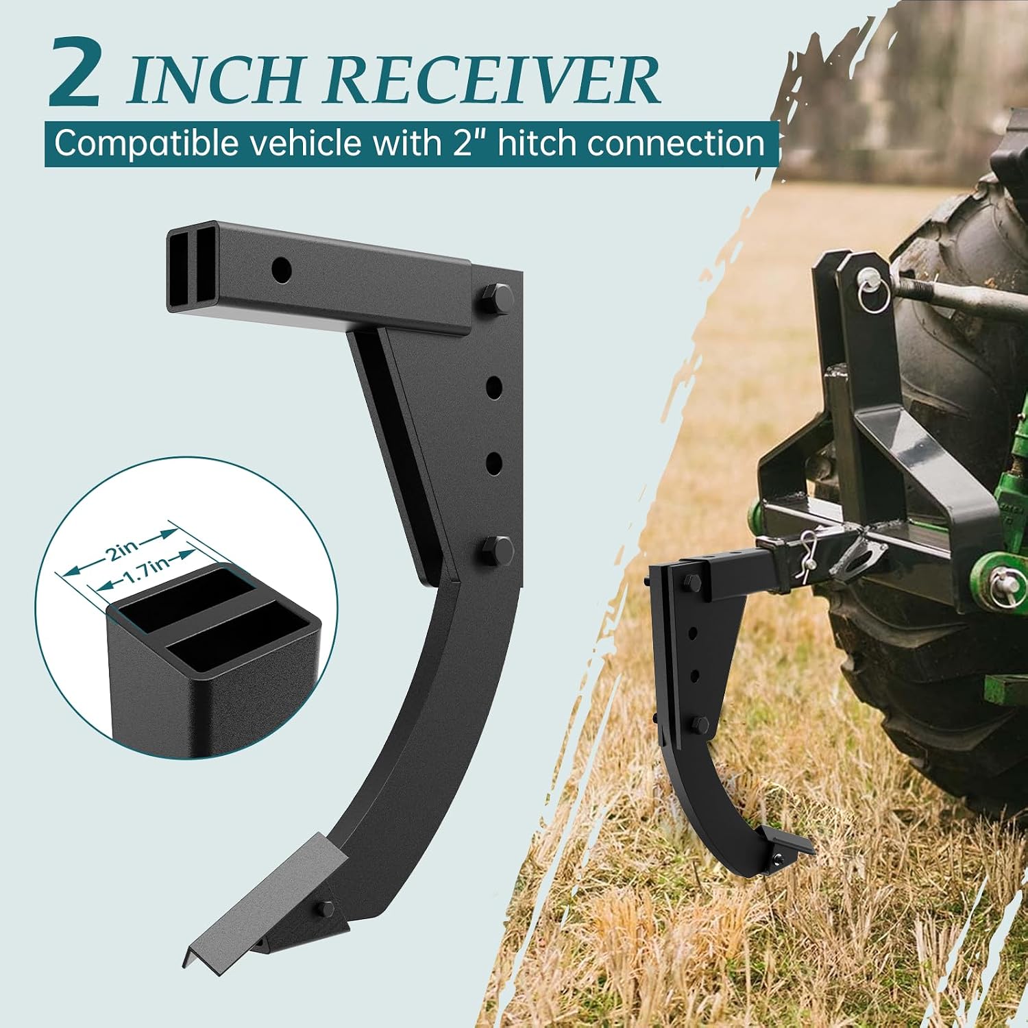 Hitch Mounted Trench Digger, 3 Point Ripper with 16" Trenching Shank Plow, Heavy Duty Subsoiler, Ripper Shank