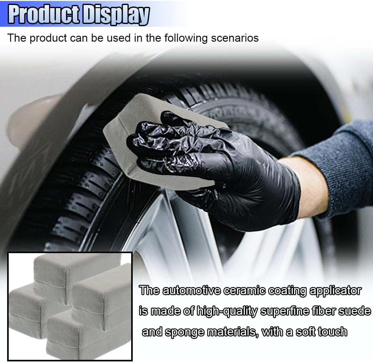 Suede Microfiber Applicator Pad, Multi-Purpose Ceramic Spray Coating Sponge Pads, Car Detailing Sponge for Car Paint
