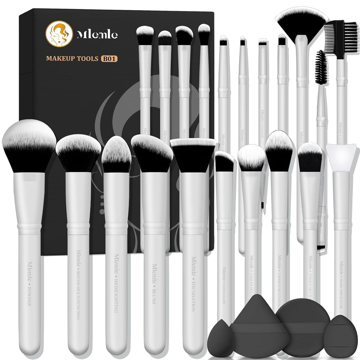 Makeup Brushes Set, Mlemle Professional 25 Pcs Makeup Kit, Include Foundation Powder Blush Concealers Eye shadows 21